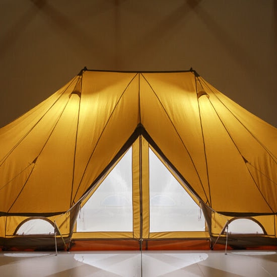5 person tent Sibley 600 Twin Pro in the showroom lit up from the inside