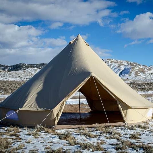 8 person tent Sibley 700 Protech Double Door on snowy ground
