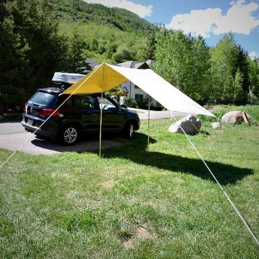 Tent Side Awning turned into a free standing shade