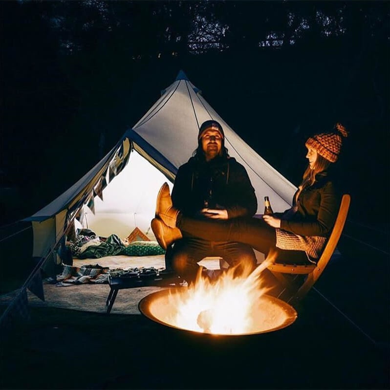 two person tent Sibley 400 Ultimate with campfire in front