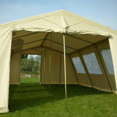 wall tent CanvasCamp Mess Tent III Canvas Cabin Tent front door fully open rear door half open
